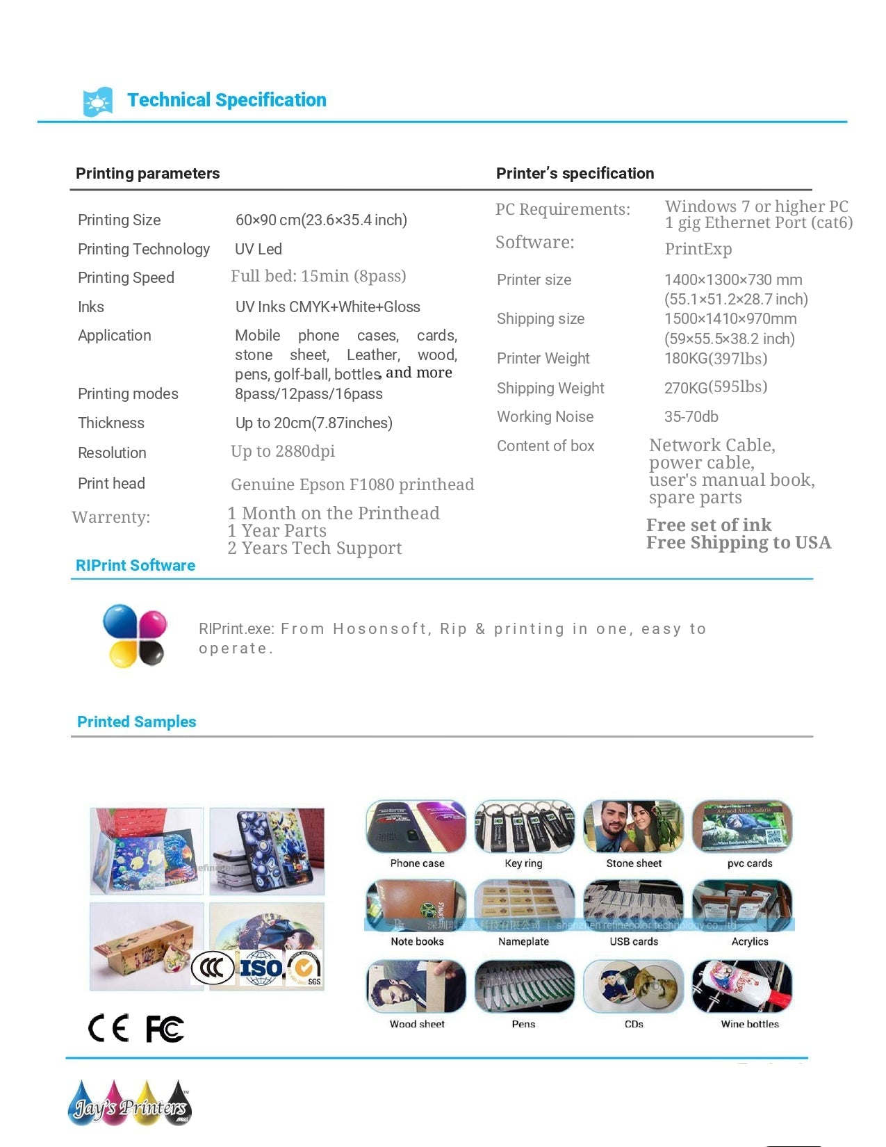 6090 PRO UV 3 head F1080 from Jay's printers 600x900MM 6090 flatbed printer