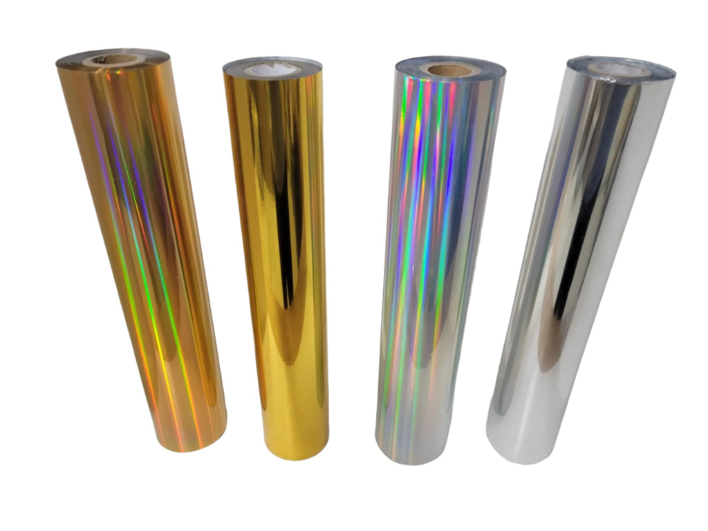 Gold and Silver Foil Foil for UV/DTF 30cm x 50 meters--3 inch diameter roll for 30cm Laminator