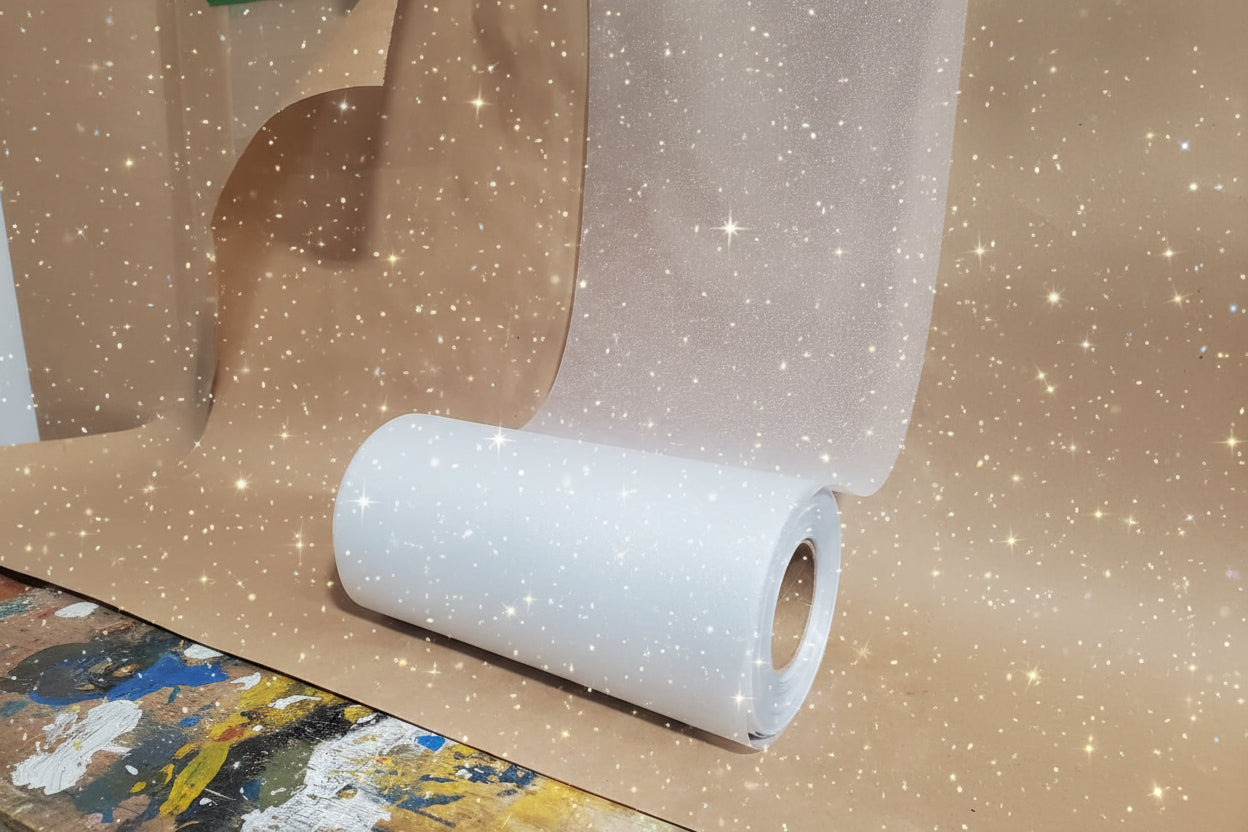 Glittery DTF Pet Roll Film Glitter Film widths  328 Ft Long - Glitter Sparkle
