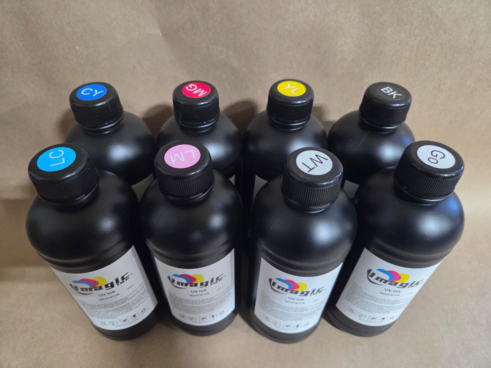 Imagic Ink for UV Printers UV ink - Choose your Color and Type (500ml bottles) - Hard, Neutral, Soft, Fluorescent - UV Inks with Jay's Printers