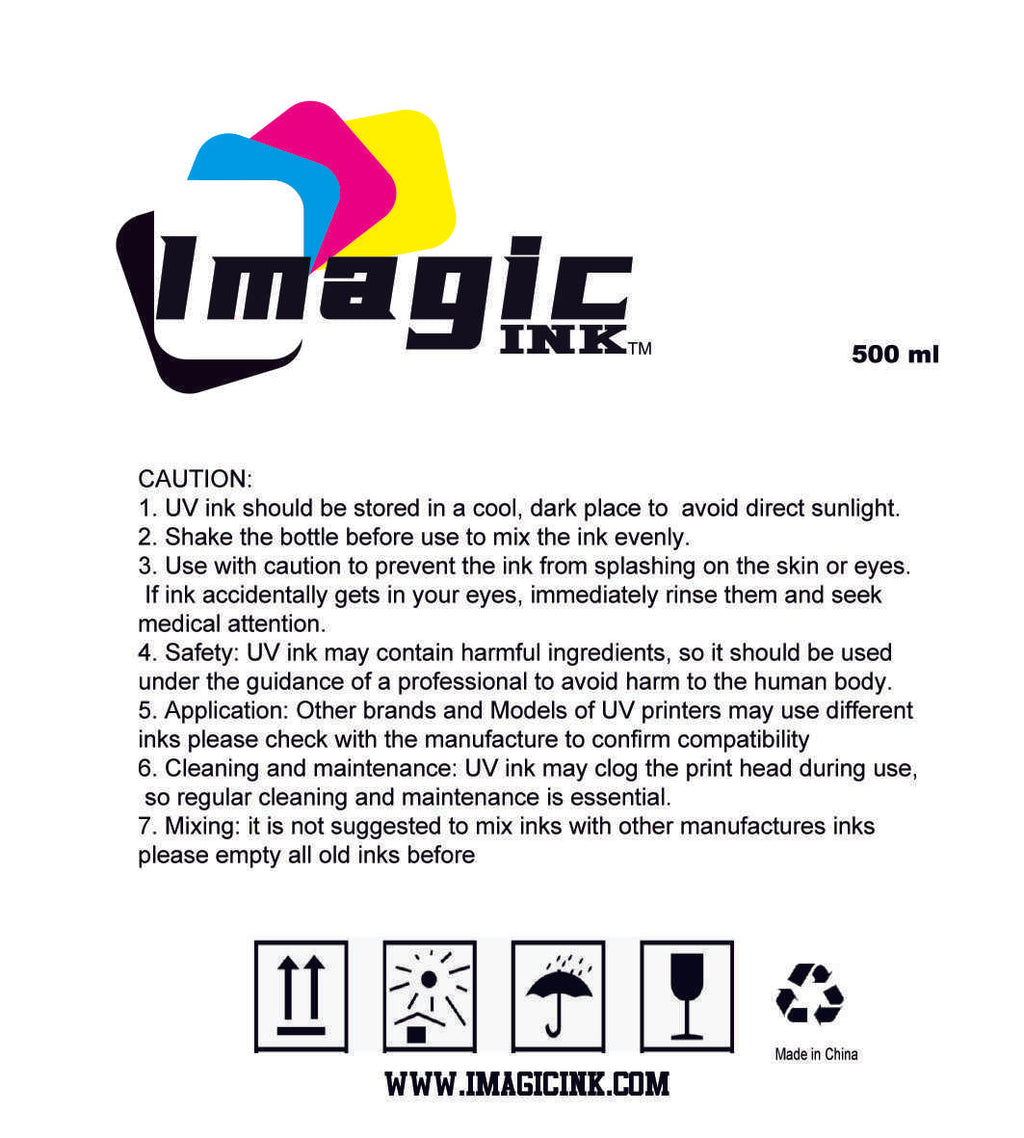 Box of 24 UV Printer Ink by Imagic Ink for Epson xp600 dx5 dx6 all colors CMYK + White and Varnish