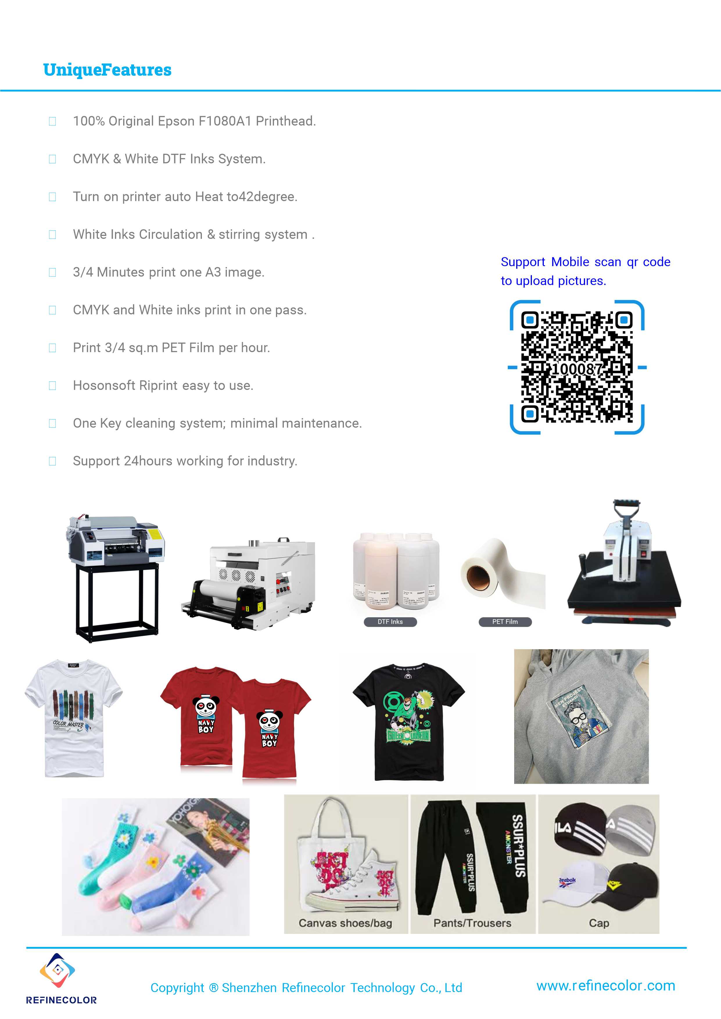 Used CF30 30cm Dtf Tee-shirt Printer Dual F1080 Printhead Jays printers (No Oven/Shaker, Printer Only)
