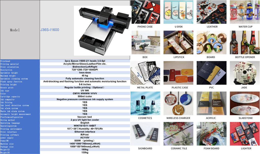 Pre-Order! 36PRO 24x36 inch Signature UV 3 head I1600U from Jay's printers flatbed printer