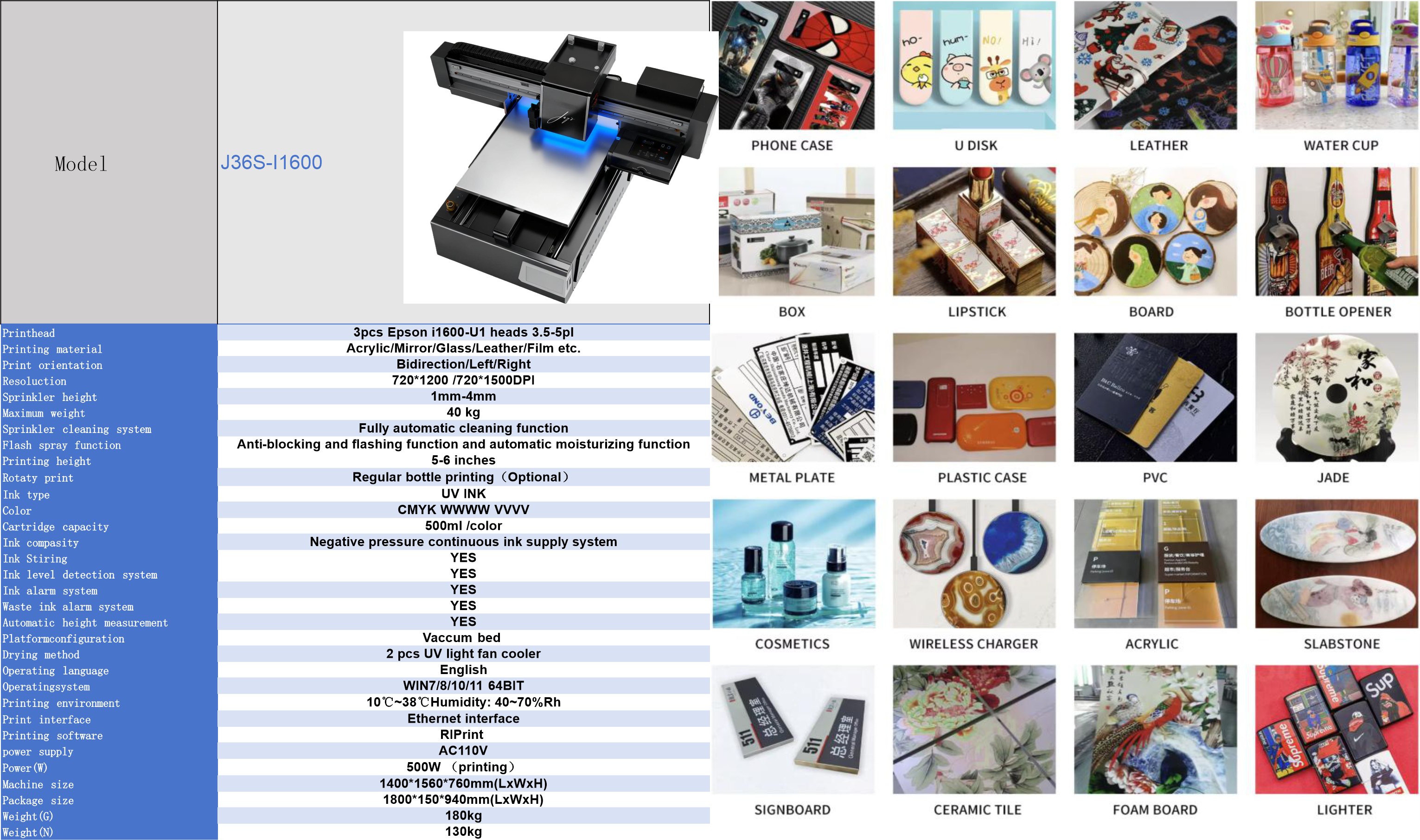 Pre-Order! 36PRO 24x36 inch Signature UV 3 head I1600U from Jay's printers flatbed printer