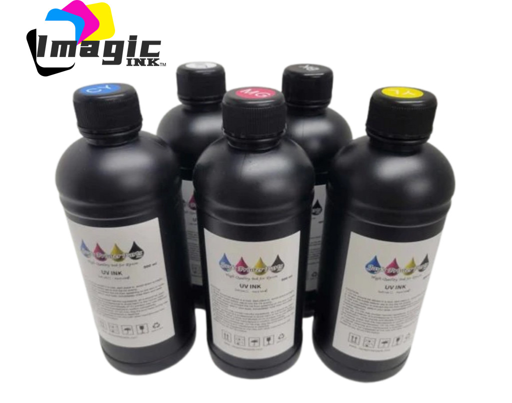 Box of 24 UV Printer Ink by Imagic Ink for Epson xp600 dx5 dx6 all colors CMYK + White and Varnish